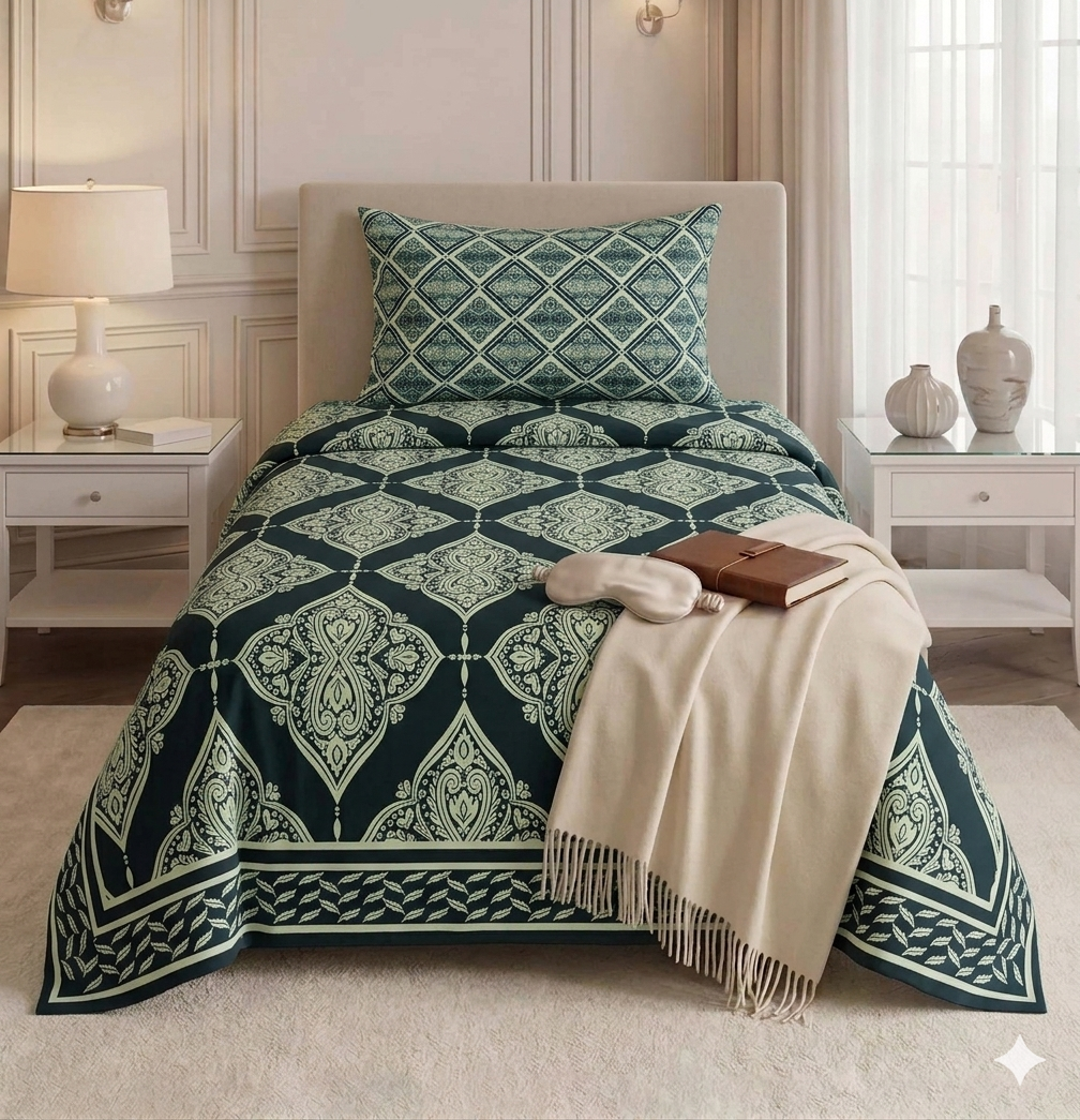 Black Taj - Single Cotton Bedsheet