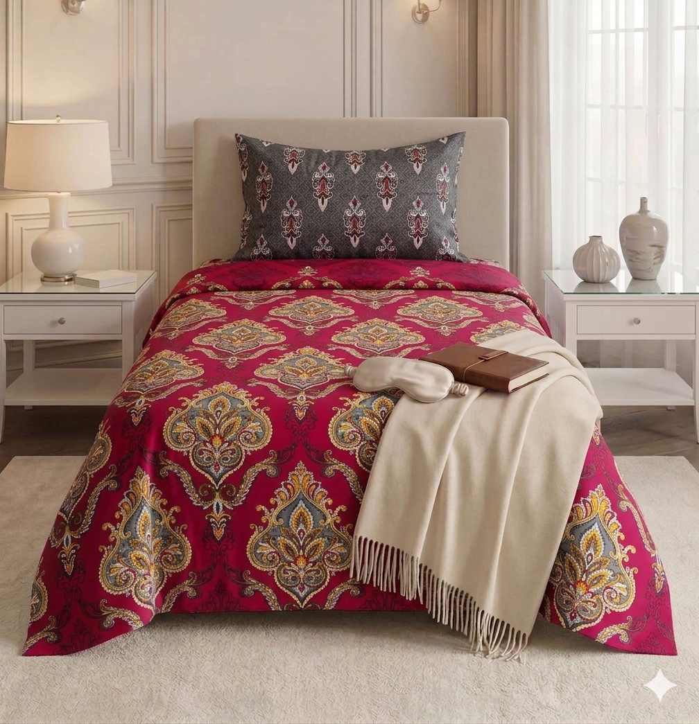 Red Jhumka - Single Cotton Bedsheet