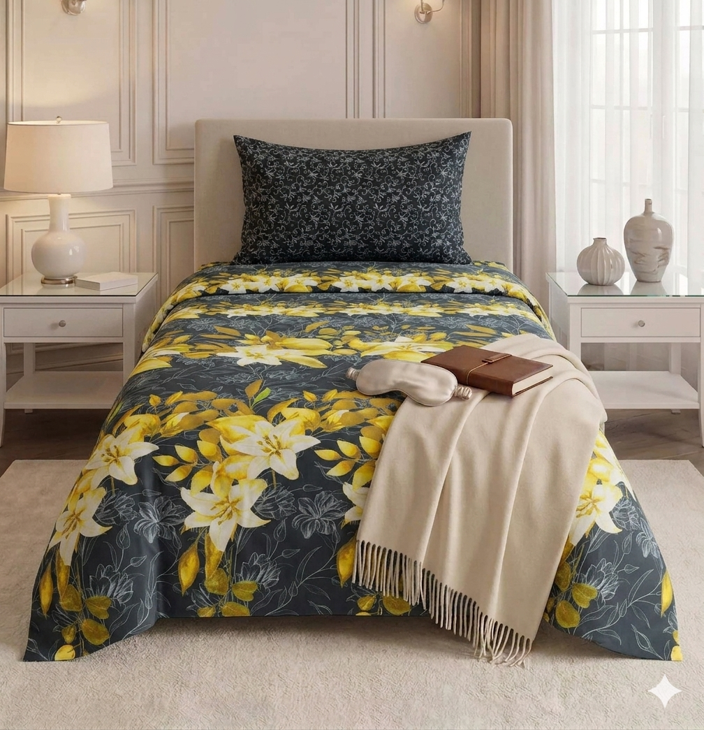 Black Jhumka - Single Cotton Bedsheet