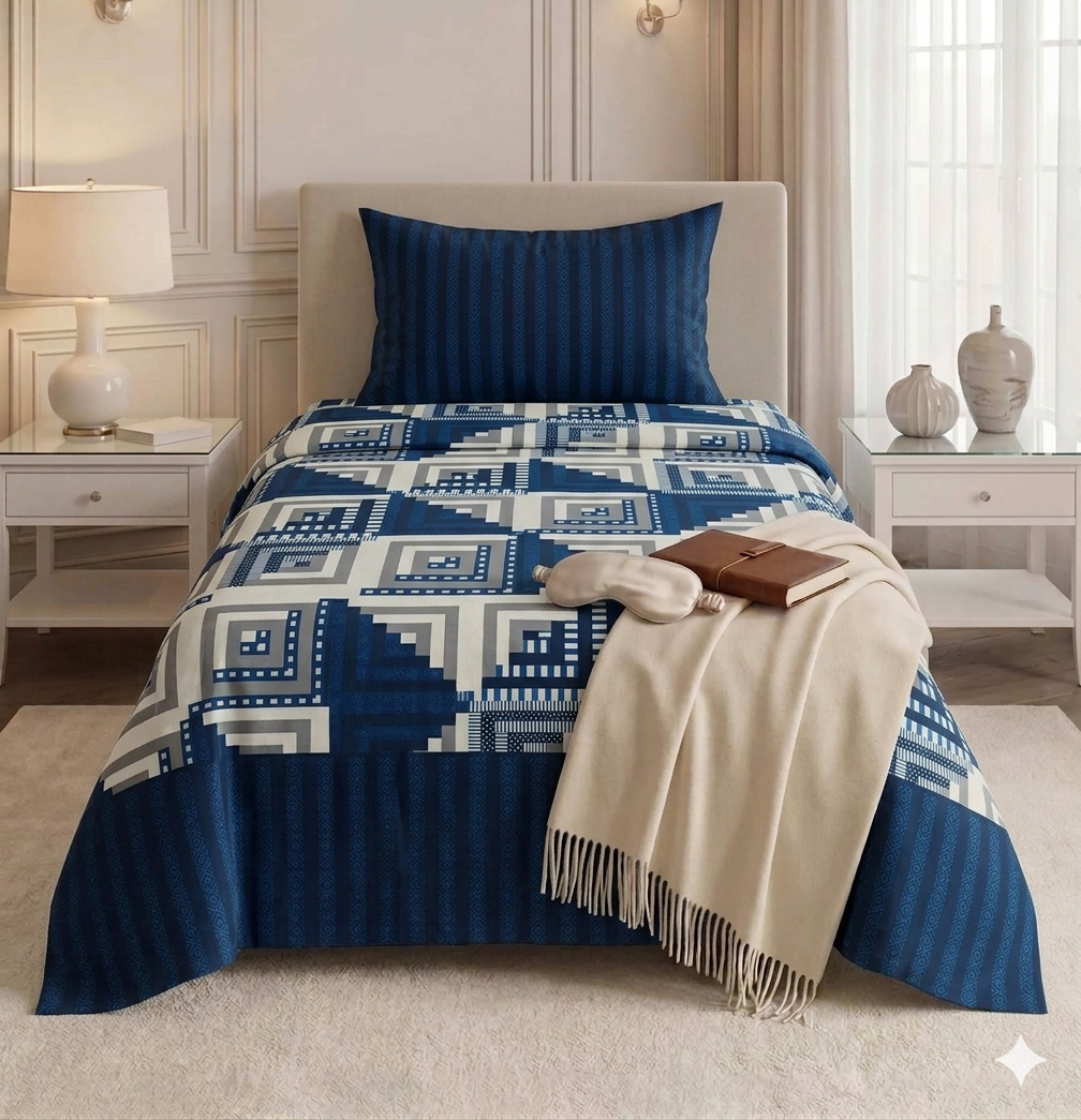 Chess Blue - Single Cotton Bedsheet