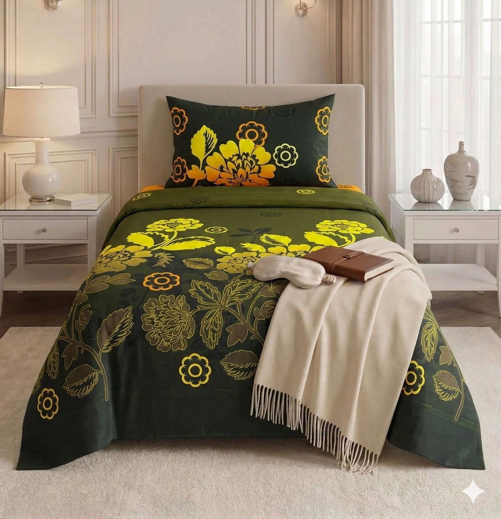 Army Green - Single Cotton Bedsheet